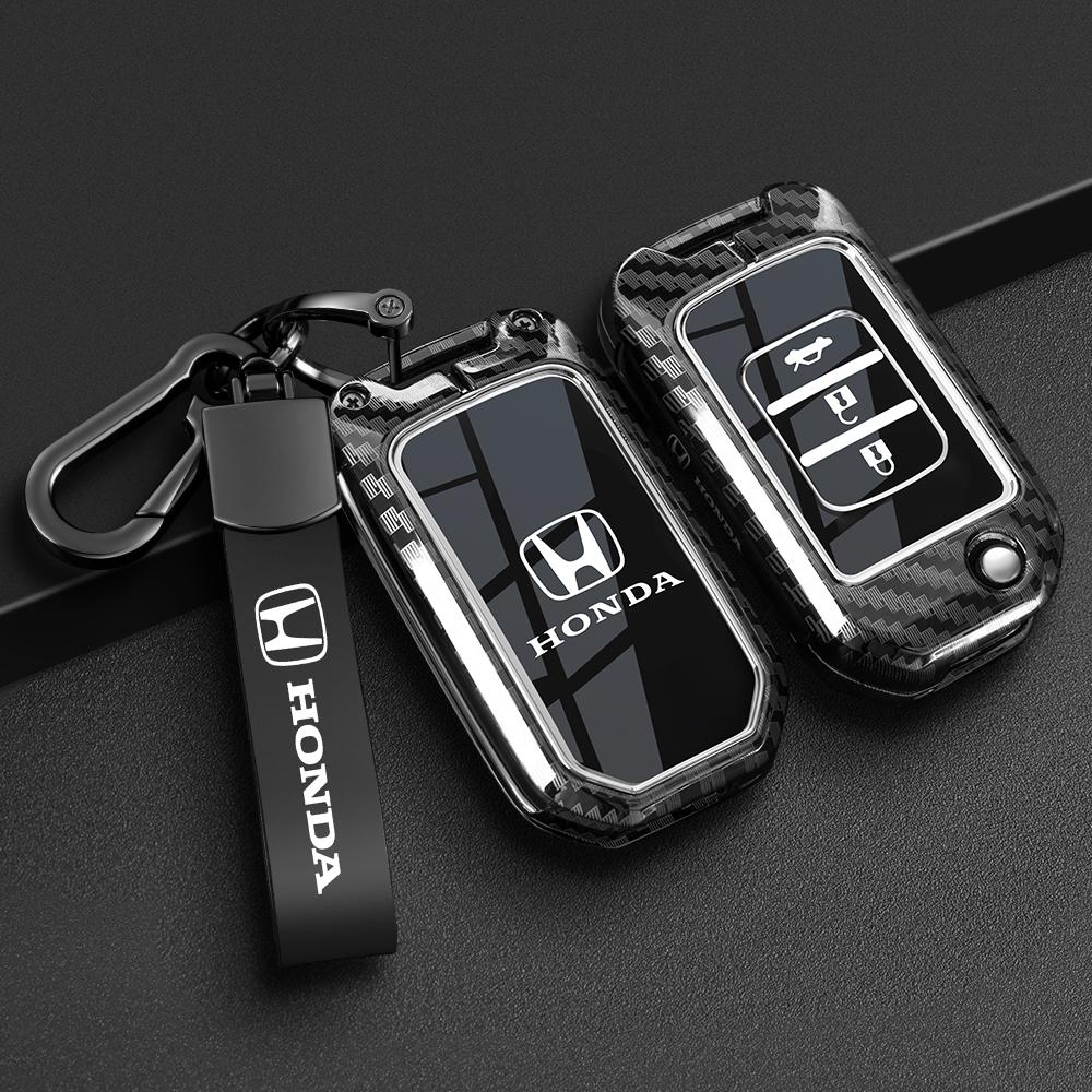 Carbon Fiber TPU Car Key Case Cover Protect Shell For Honda Civic CR-V HR-V Agreement Jade Crider Odyssey 2015-2018 Accessories