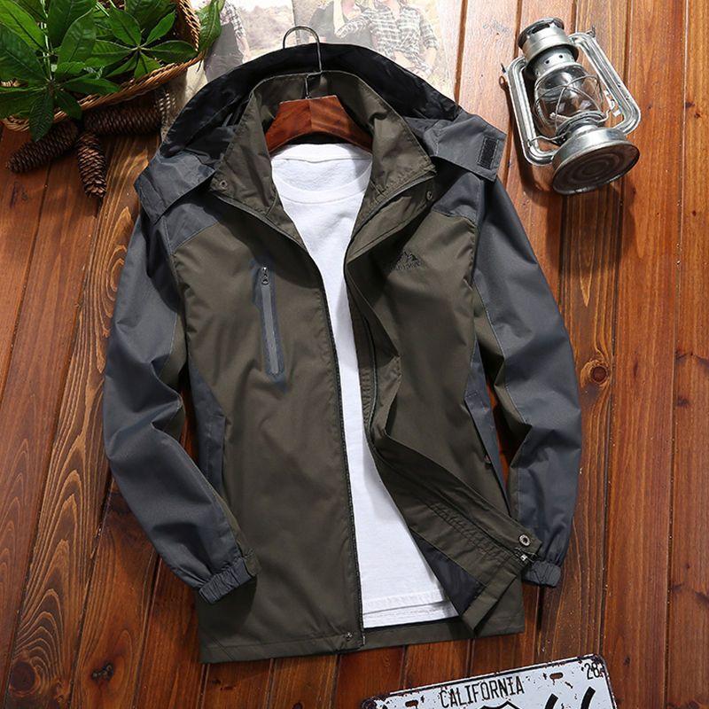 Windbreaker Men Jacket Waterproof Outdoor Hooded Coat Sports Field Climbing Thin Outwear
