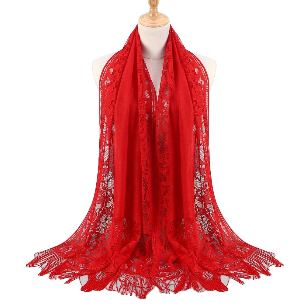 60x170cm Lace Fringe Hijab, Headscarf Shawl for Women