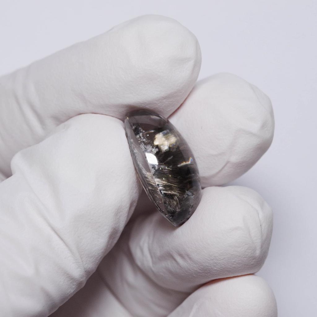 Stone Natural Mineral Rutile in Quartz Inclusion 19x14x9mm [N2 Natural] (Rutilated Quartz) / (5 "One-of-a-kind" Approx. 19.1ct, Origin Brazil)