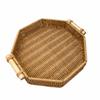 Compact Imitation Rattan Woven Baskets Handmade Storage Bin Snacks Plate Storage Basket  Picnic