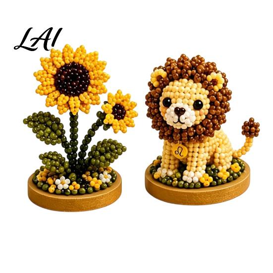 Handmade Zodiac Flower 12 Signs Bead Craft Kit DIY Beaded Garden 3D Astrology Kit with Pre-Sorted Beads Tools Project for Beginners Adults Teens