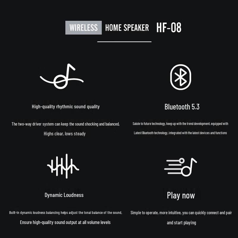 Bach Johann HF-08 Portable HIFI Bluetooth Speaker CN plug (adapter included)