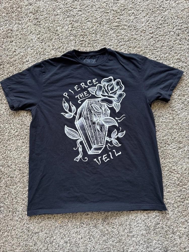 Pierce The Veil Band Fearless Records T Shirt Y2K Skeleton Coffin Unisex T-Shirt M