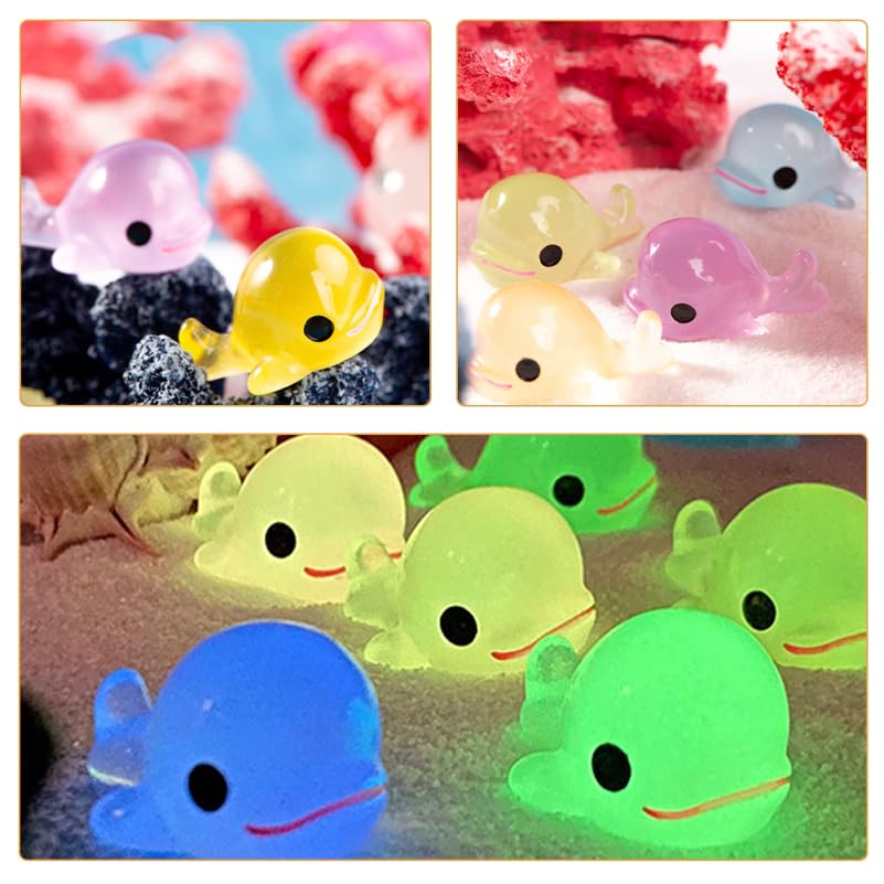 YARNOW Leuchtende Delfinfiguren, Set mit 24 Stück, Meerestierfiguren im Eimer, Leuchtend zur Innendekoration