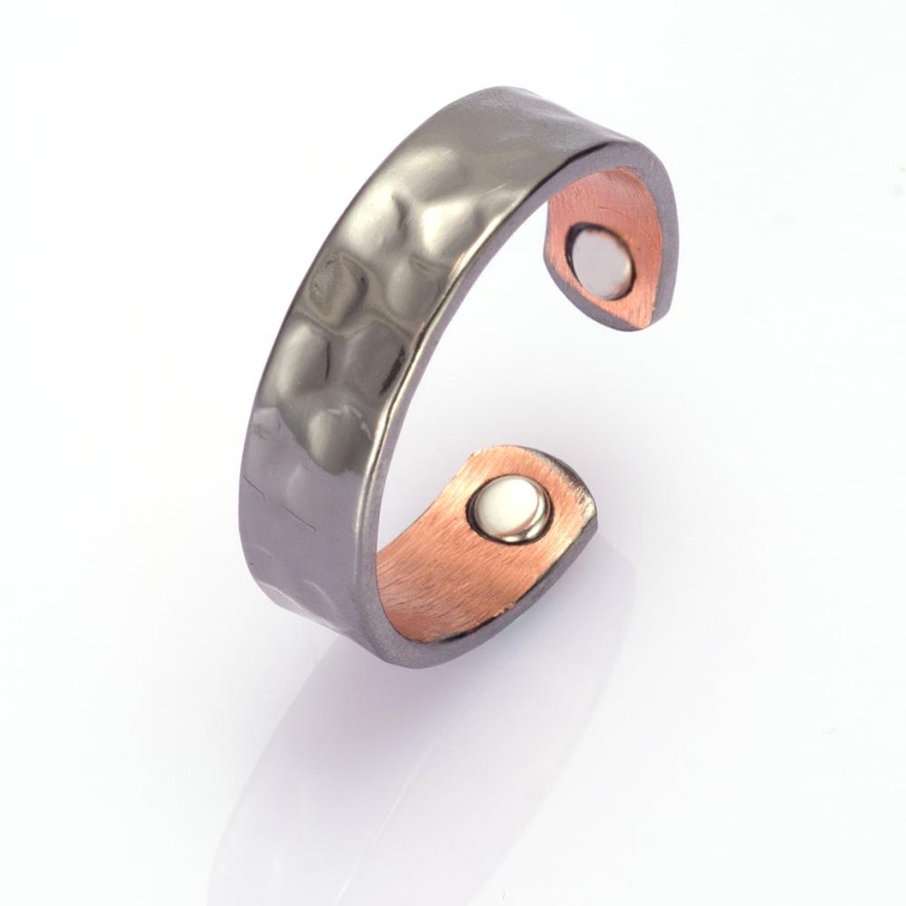 Vinterly Magnetischer Reiner Kupferring Herren 6mm Vintage Armreif Verstellbar Anti-Stress Hohe Magnettherapie Herren Damen Schmuck Verstellbar resizable schwarz