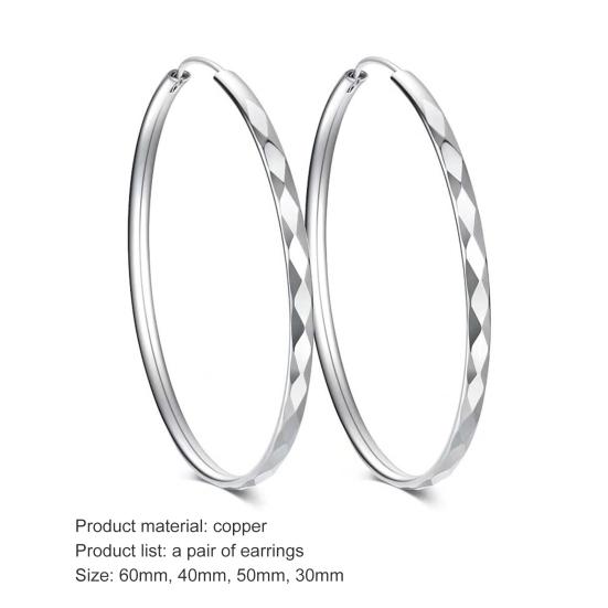 1 Pair Hoop Earrings Shiny Rhombus Texture Women Large Hiphop Round Dangle Earring Jewelry