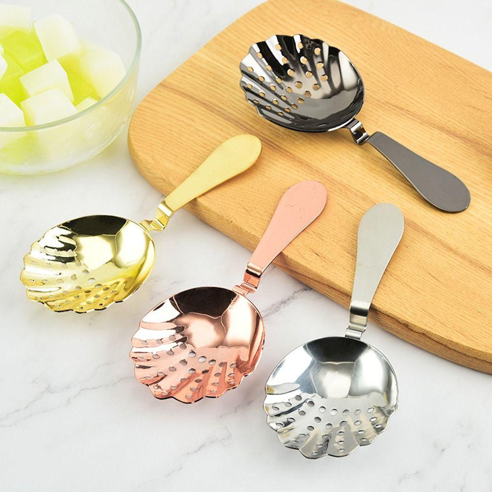 Bartender Stainless Steel Shell Shaped Cocktail Tool Julep Bar Strainer Percolator Ice Cube Filter