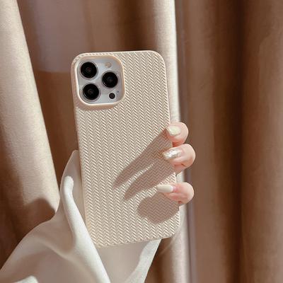 For iPhone 13 Pro Max 6.7 Inch Woven Texture Soft TPU Back Case Shockproof Phone Cover
