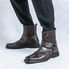 Mens Square Toe Ankle Boots Casual Formal Leather Shoes Plus Size Winter