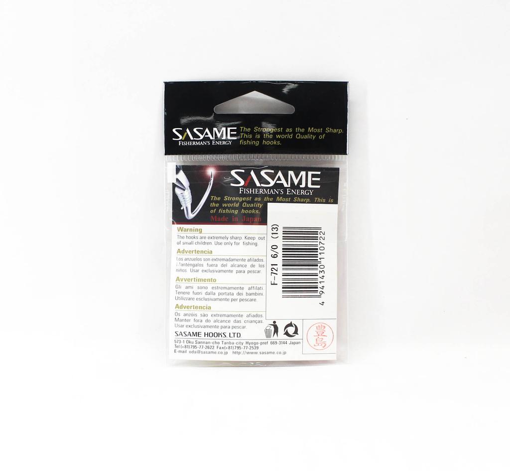 Sasame F-721 Chinu Ringed Offset Hook Gold Size 6/0 (0722)