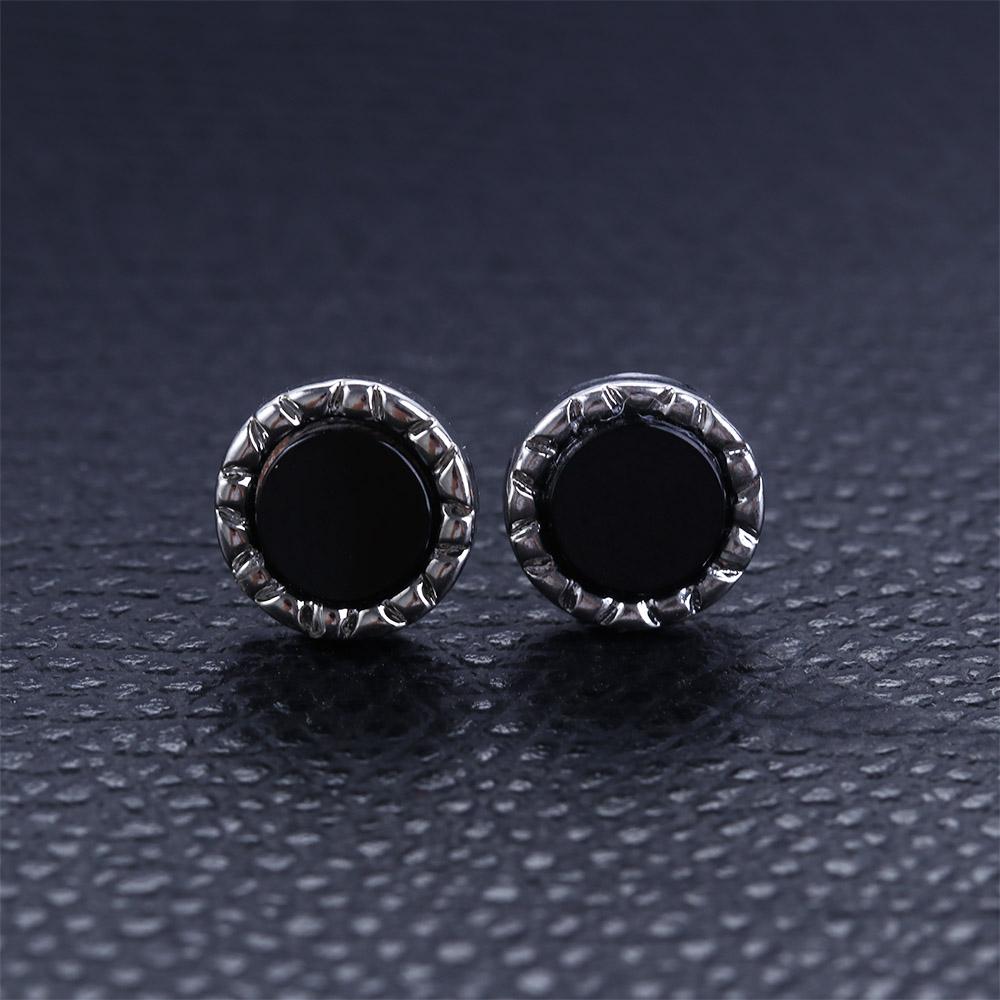 Sand Stone Hip Hop Fashion Jewelry Black Agate Stud Earring Korean Style Earrings Earrings for Men