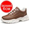 Men Genuine Leather Sneakers Elevator Shoes Invisible Breathable Heightening Shoes 6/8CM Men Casual Sneakers Board Tennis Shoes