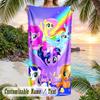 My Little Pony Beach Towel, Personalized Custom Text, Quick Dry Soft Large Towel For Swimming Pool Travel