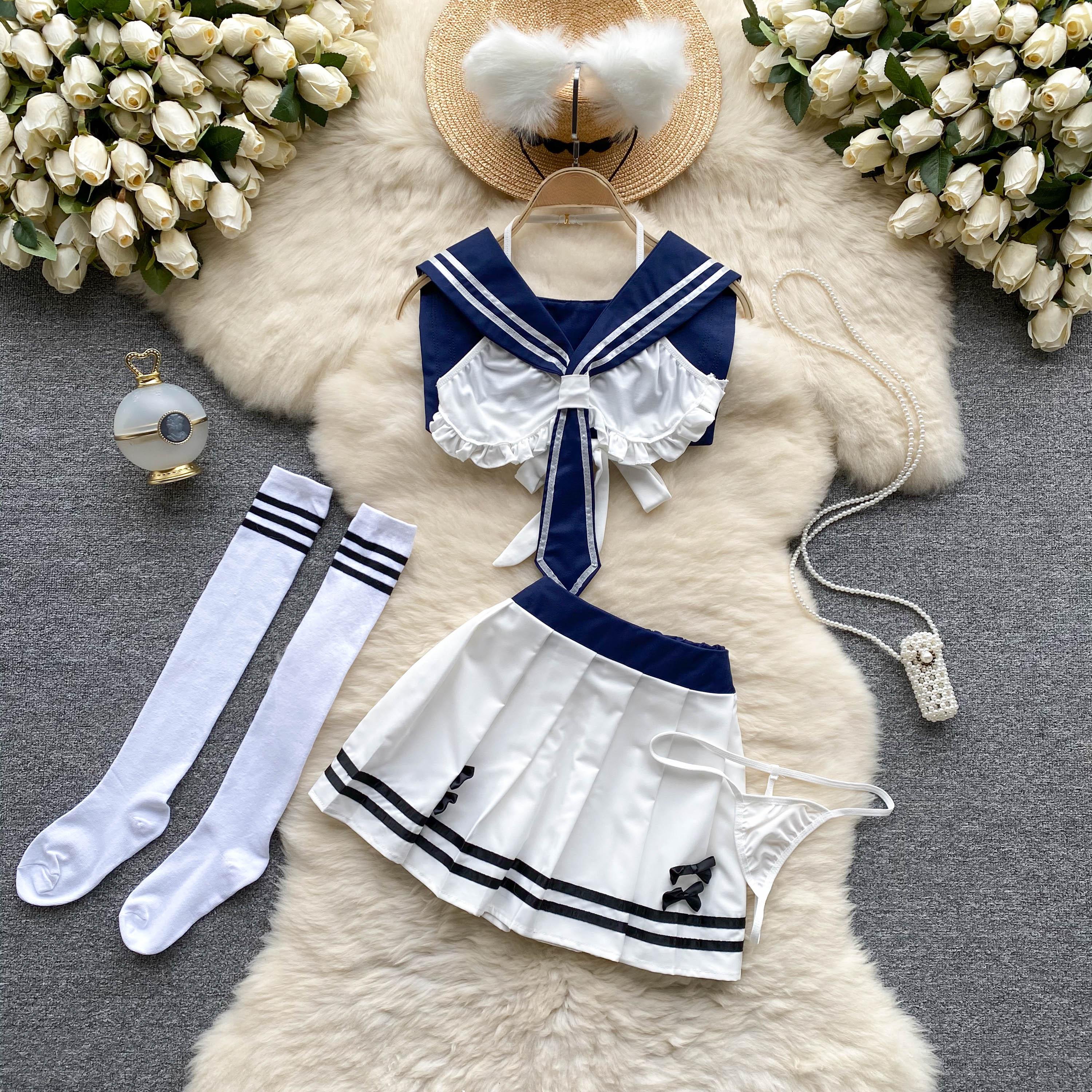 JK Uniform Sweet Р­СЂРѕС‚РёС‡РµСЃРєРёРµ РєРѕСЃС‚СЋРјС‹ Р–РµРЅСЃРєРёРµ РјР°С‚СЂРѕСЃСЃРєРёРµ СЂРµРјРЅРё СЃ РІРѕСЂРѕС‚РЅРёРєРѕРј РљРѕСЂРѕС‚РєРёРµ С‚РѕРїС‹ + РїР»РёСЃСЃРёСЂРѕРІР°РЅРЅР°СЏ СЋР±РєР° Р›РѕСЃРєСѓС‚РЅРѕРµ РЅРёР¶РЅРµРµ Р±РµР»СЊРµ РњРѕРґРЅС‹Рµ СЃРµРєСЃСѓР°Р»СЊРЅС‹Рµ РєРѕРјРїР»РµРєС‚С‹ РёР· 4 РїСЂРµРґРјРµС‚РѕРІ 2024 One Size