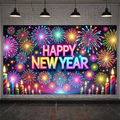 2026 Feliz Año Nuevo Banner Regalo Champán Reloj Decoración Fiesta de Año Nuevo Fondo Navidad Año Nuevo Suministros para Fiesta Telón de Fondo para Fotos