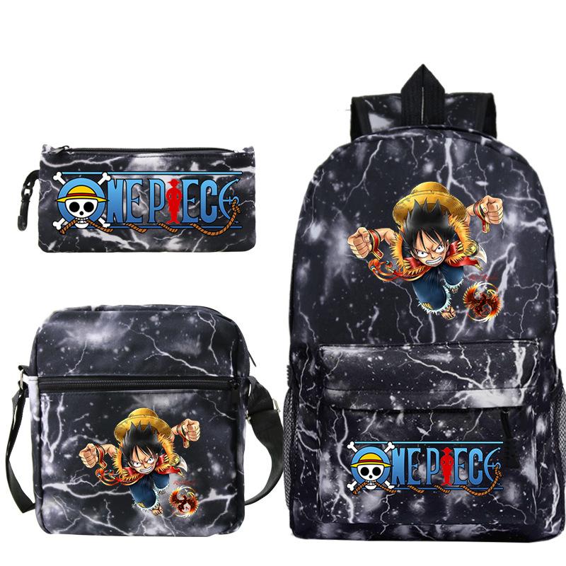 Cartoon Printed Teen Backpack Men's and Women's Student School Bag Three-piece Combination