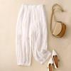 Cotton and Linen Vintage Embroidered Harem Pants for Women, Summer Lightweight Breathable Elastic Waist Lantern Pants, Petite and Plus Size