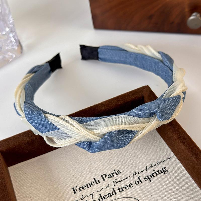 

Новые Ретро Плетеные Повязки Твист Модные Джинсовые Панельные Сетчатые Пряжные Обручи для Волос для Женщин Девушек Элегантные Повязки на Голову Аксессуары для Волос