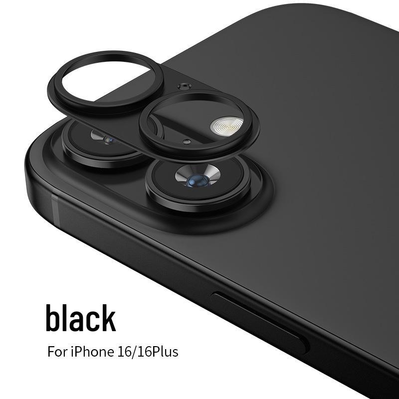 Compatible Apple iPhone 16 Pro Max Frosted Aluminum Lens Film Armor with Hollowed-Out Metal Sticker