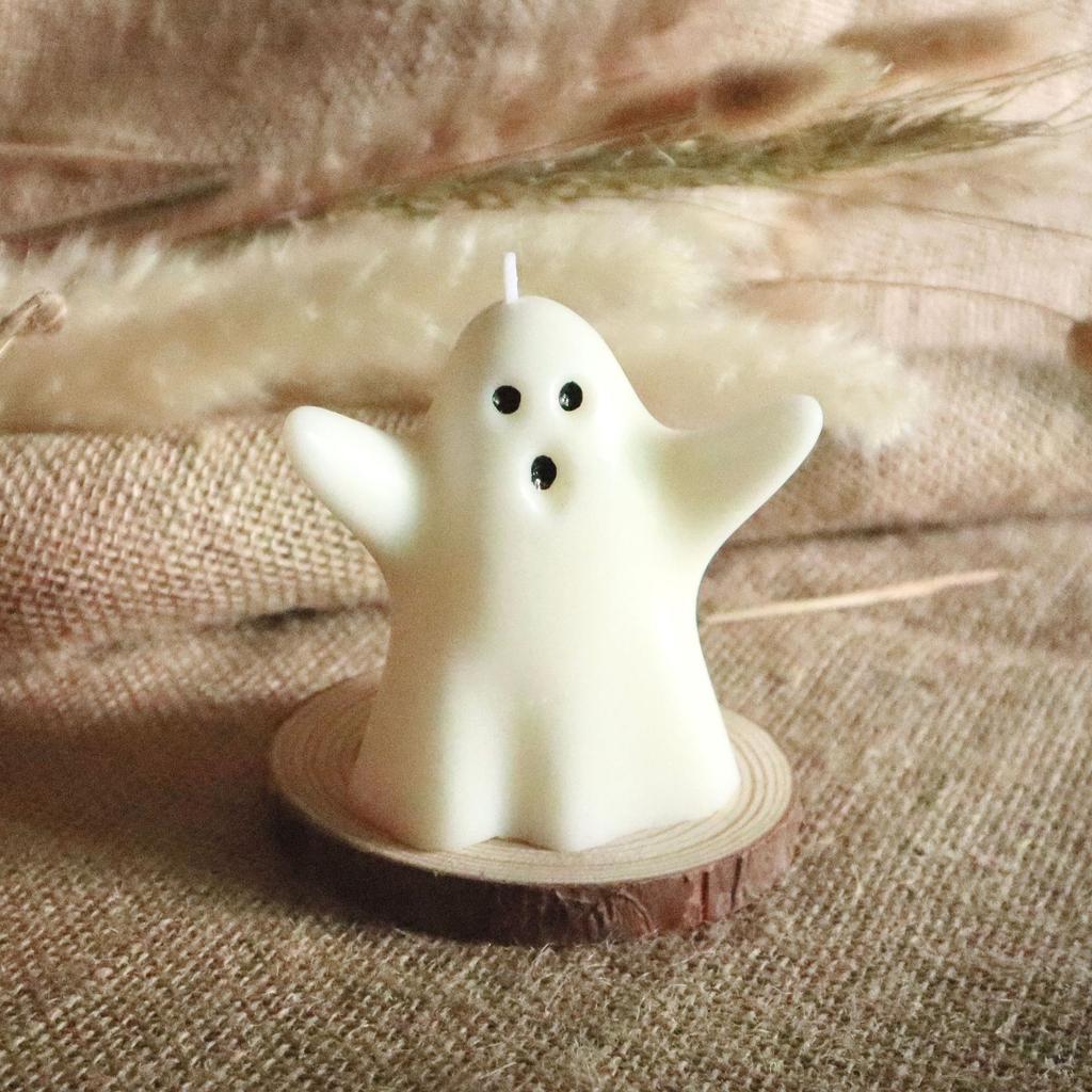 Halloween Ghost Candle Flameless Soy Wax, Pear Freesia Scented Aromatherapy Gift, Spooky Party Decorations Home Accessories