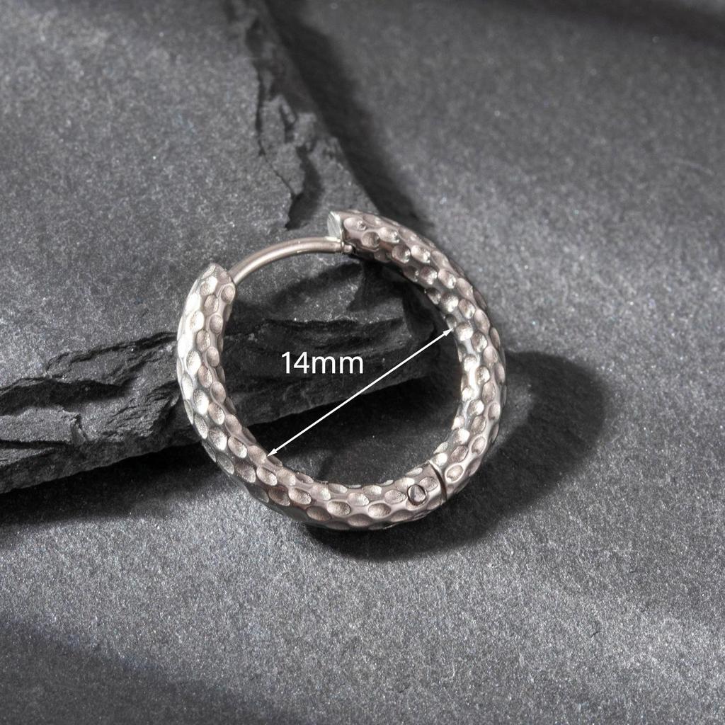 Brinco de Argola Unissex Vintage Henson Aço Inoxidável Martelado