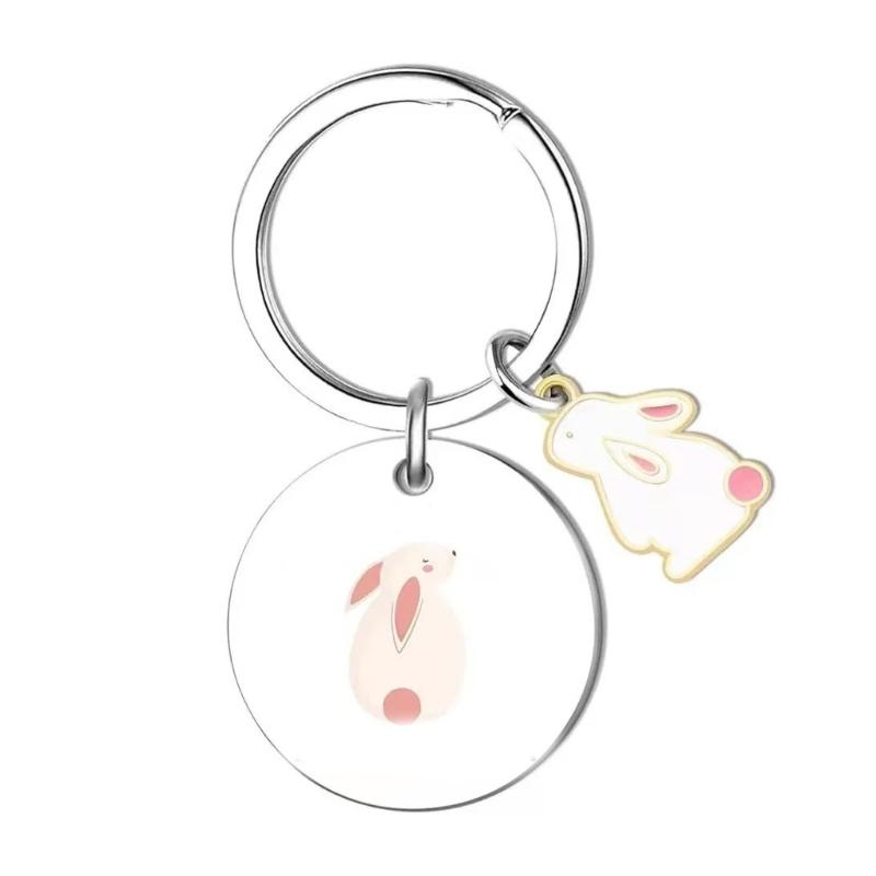 Sturdy Alloy Rabbits Keychain With Enameled Drip Designs For Keys Bags And Gifts