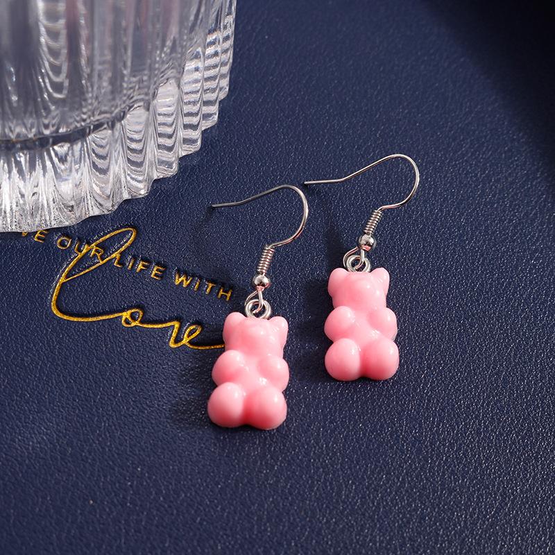 Cute Candy Color Gummy Bear Drop Earrings for Women Girls Handmade Kid's Party Jewelry Gift
