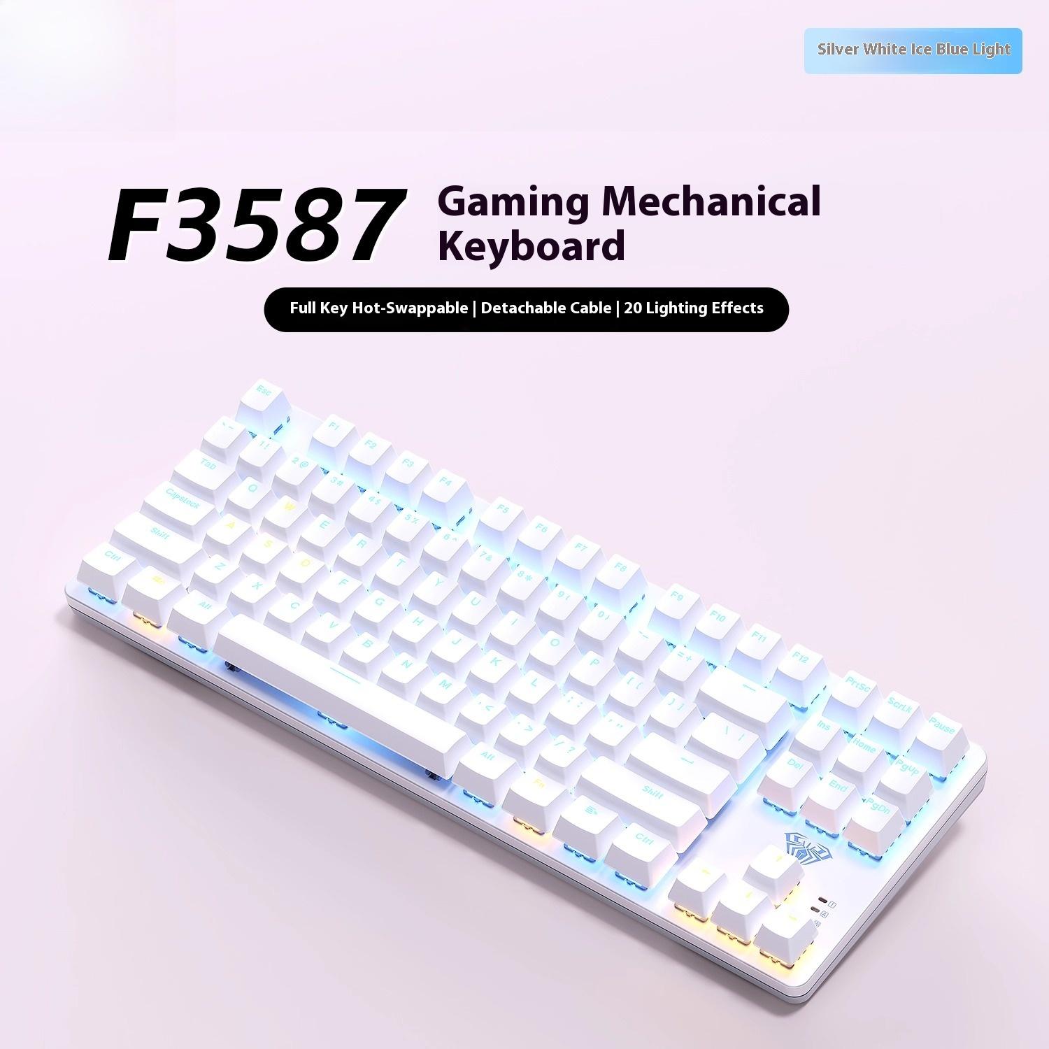 

For Tarantula 87-key mechanical keyboard and mouse set F3087 wired e-sports game computer special keyboard and mouse gree Official standard&Red axis