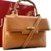 OLD GUCCI Bamboo 2way Handbag Shoulder Crossbody Bag Top-Handle Brown Gold Hardware Leather