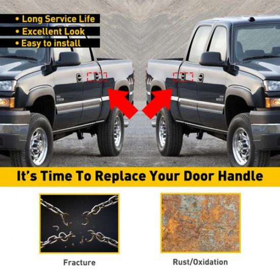 2X Rear Left Right Exterior Door Handle For 2004-2006 Chevrolet Silverado 1500