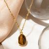 Stainless Steel Natural Tiger'S Eye Water Drop Pendant Necklace Female 2857