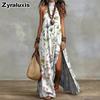 Summer Bohemian Ruffle Open-Shoulder Printed Maxi Dress