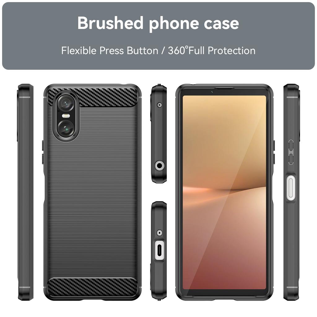 For Sony Xperia 10 VI Case with Screen Film WANLONFENG LS Series Big Lens Hole Brushed Texture TPU Phone Cover