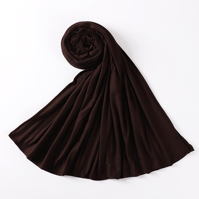 Muslim Plain Cotton Jersey Hijab Scarf Solid Color With Good Stitch Stretchy Soft Turban Head Wraps Shawl Foulard Femme