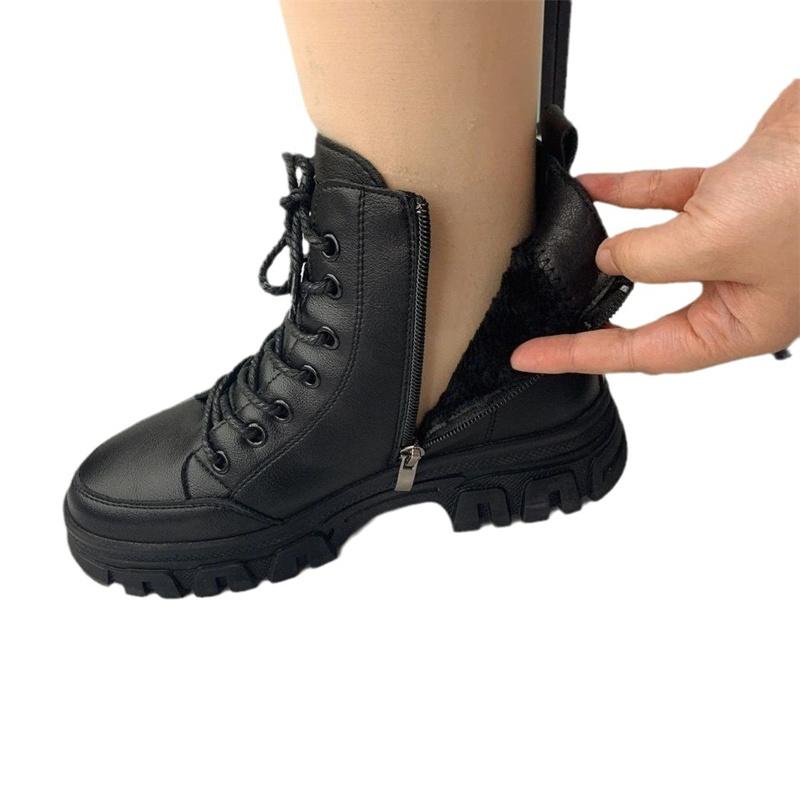 Shoes 2025 Fashion Winter Warm Women Black Casual Shoes Plus Velvet All-Match Sneakers Thick-Soled Cotton Boots