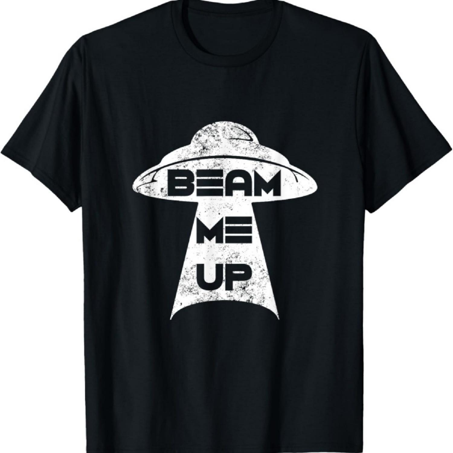 Телепортируй меня вверх НЛО Винтажный инопланетный любитель космоса Дизайн Футболка S чёрный