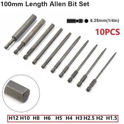 1/4 Inch Hex Screwdriver Bits 100mm 10pcs Hex Head