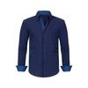 Men Contrast Lining Long Sleeve Button Down Dress Shirt