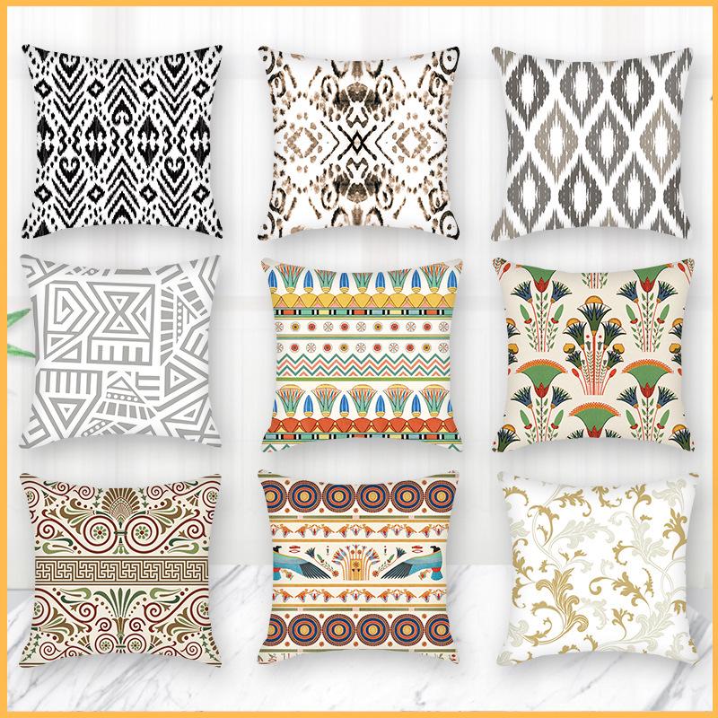 Nordic Geometric Ultra-Soft Cushion Cover, Retro Indian Light Luxury Sofa & Bedroom Lumbar Pillow