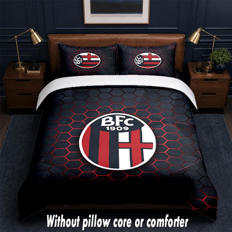 Bologna FC Design Bed Bedding Set 1 Duvet Cover + 2 Pillowcases Soft Breathable Household Bed Linens