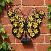 Decorative Butterfly Fence Lights 2Pcs Solar Outdoor Metal Wall Decor, IP65 Waterproof Garden Art with Lights, Hanging for Patio Porch