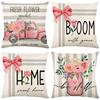 Pink Rose Pillow Cover Living Room Sofa Cushion Cover Bedroom Pillow Cover