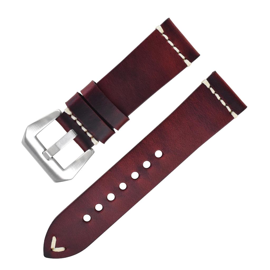 Handmade In Pure Cowhide, Suitable For Apple Watch, Cracked Leather Strap, Stainless Steel Pin Buckle, Fat Sea Strap.