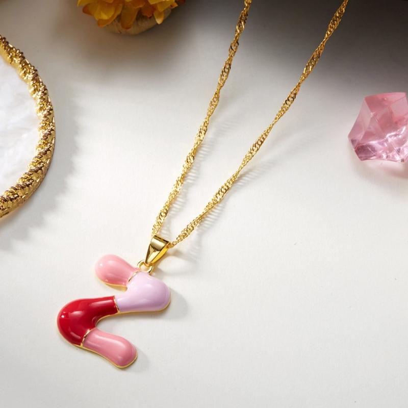 Personalized Colorful Letter Alloy Necklace Adjustable Chain Everyday Wear Letter Pendant Chokers For Women Unique Gift