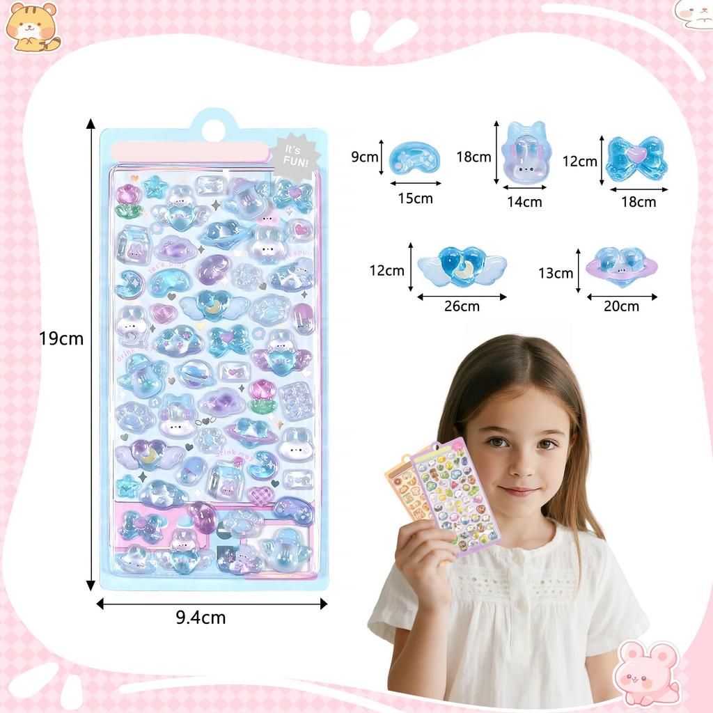 mefeny Pukupuku Cute 3D Approximately 400 Set of Large Smartphone Gift Stickers, Stickers, Stickers, 8, Reward, Sparkly, Korean, Kids, Capacity, Case,