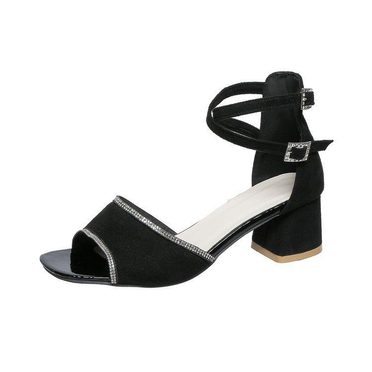 

New women s shoes large size, one word with thick heel sandals pearl high heel plastic transparent with cool slippers 42 чёрный