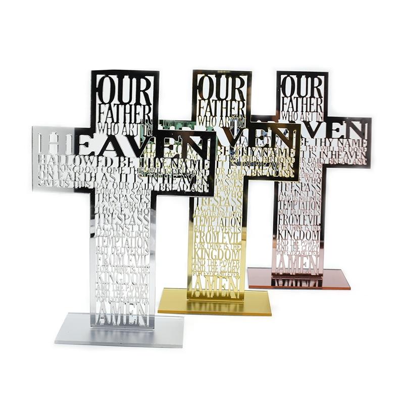 21cm Hollow Out Acrylic Scriptures for Cross with Stand Jesus Christ Catholic Bible Religious Christian Standing for Cross A0KF