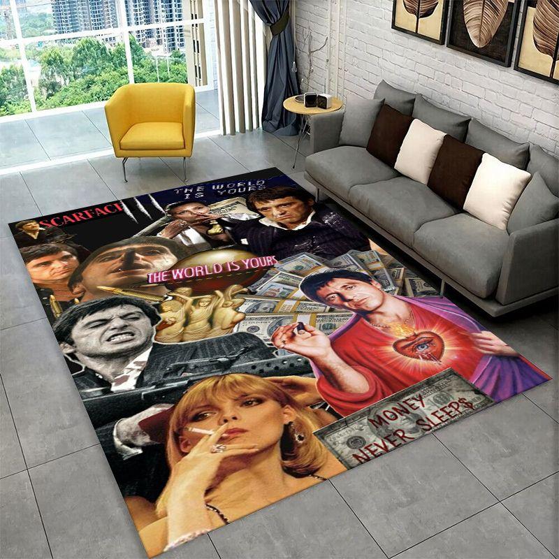 Retro Scarface Classic Movie Tony Carpet Rug for Playroom Bedroom Living Room Sofa Home Decor,kid Area Rug Non-slip Floor Mat