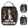 Charlie Kirk Lunch Bag For Women Print Lunch Box Fashion Outdoor Picnic Cooler Bag Portable Oxford Thermal Lunch Bags